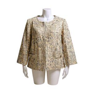 Dressbarn Brown Metallic Animal Print Career Office Blazer Size L